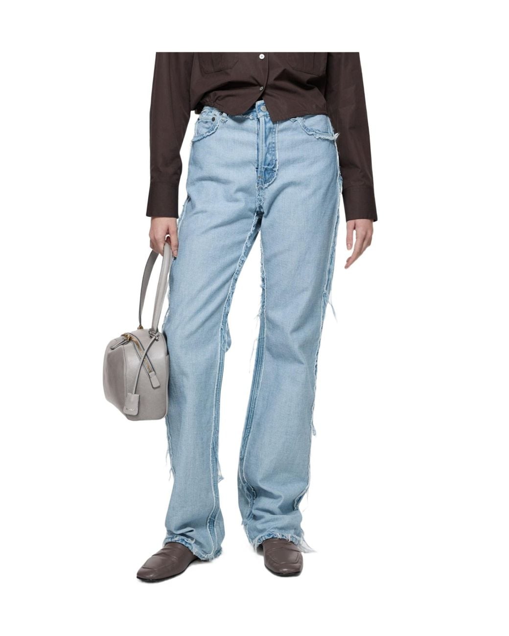 Acne Blue Frayed Denim Jeans