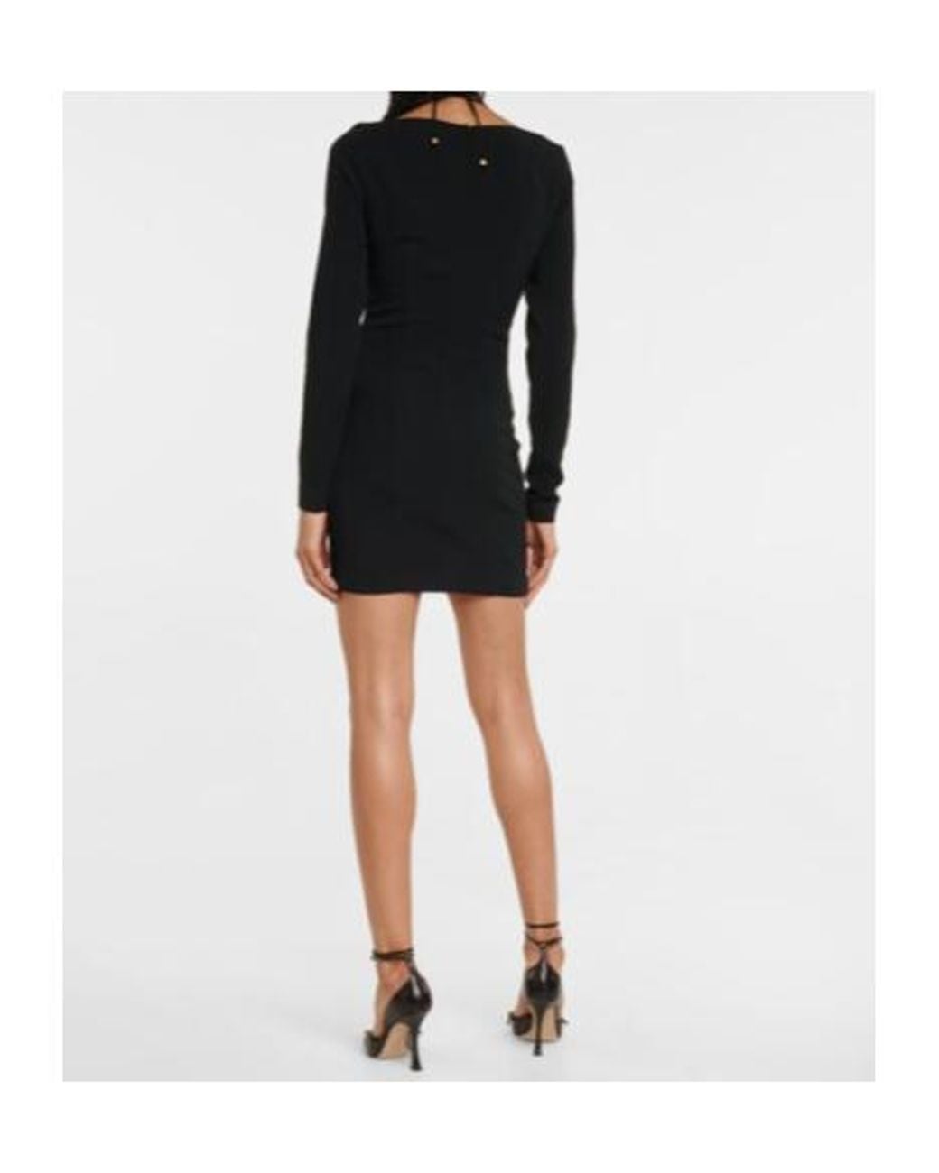 Blumarine Black Embellished Long-Sleeved Minidress
