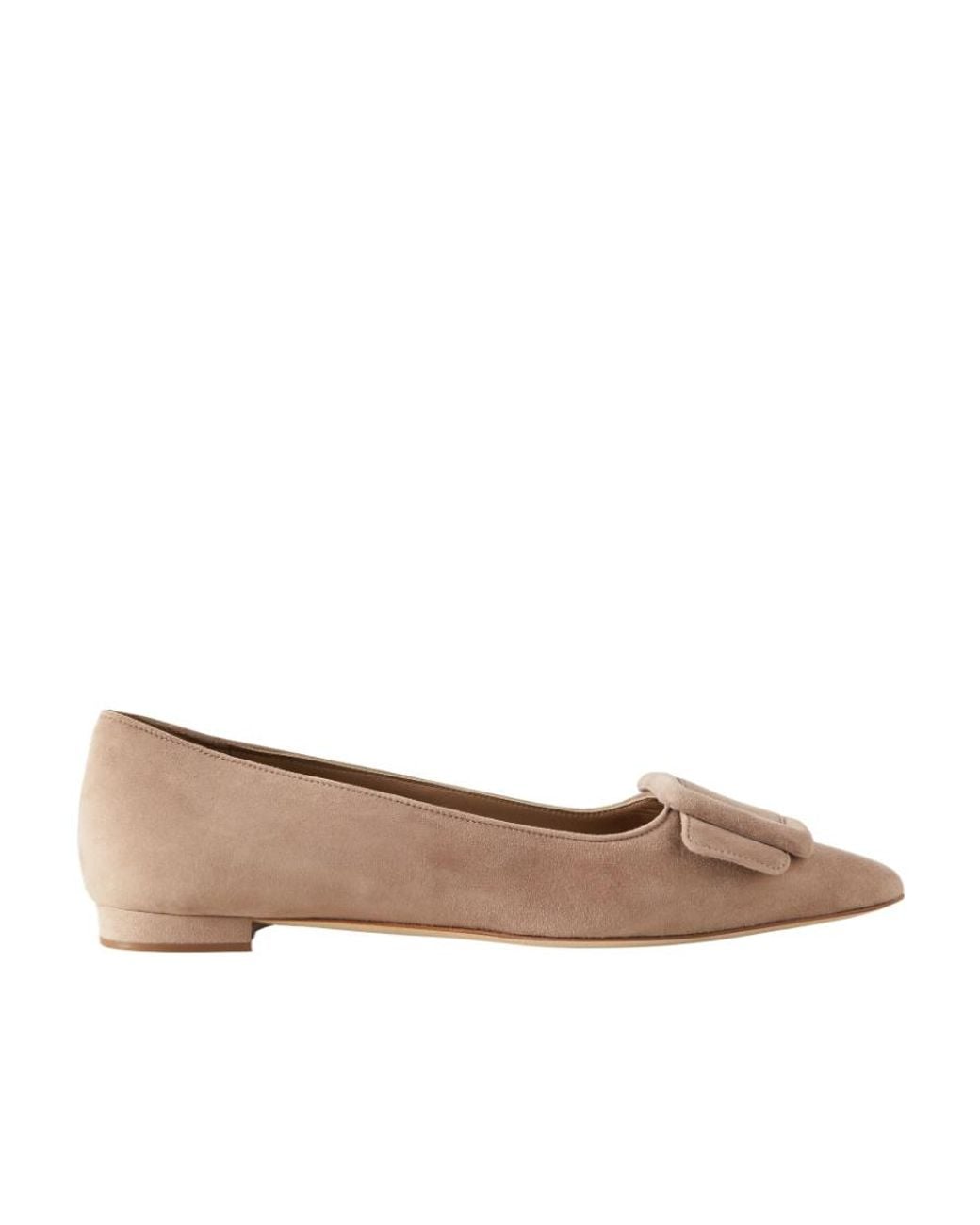 Manolo Blahnik Brown Buckle Pointed Flats