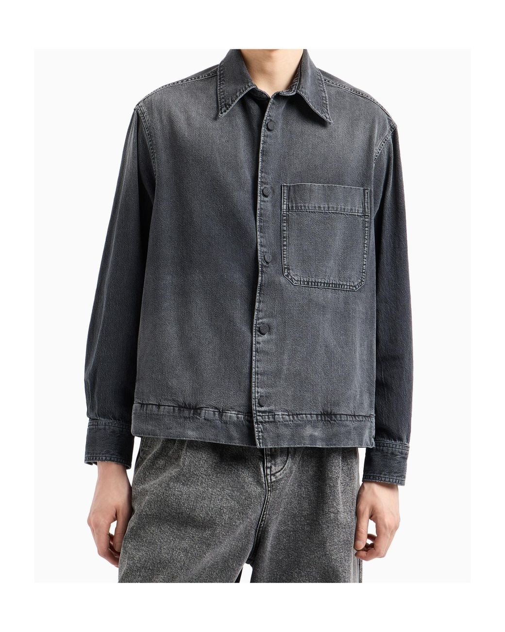 Emporio Armani Gray Denim Shirt Jacket for men