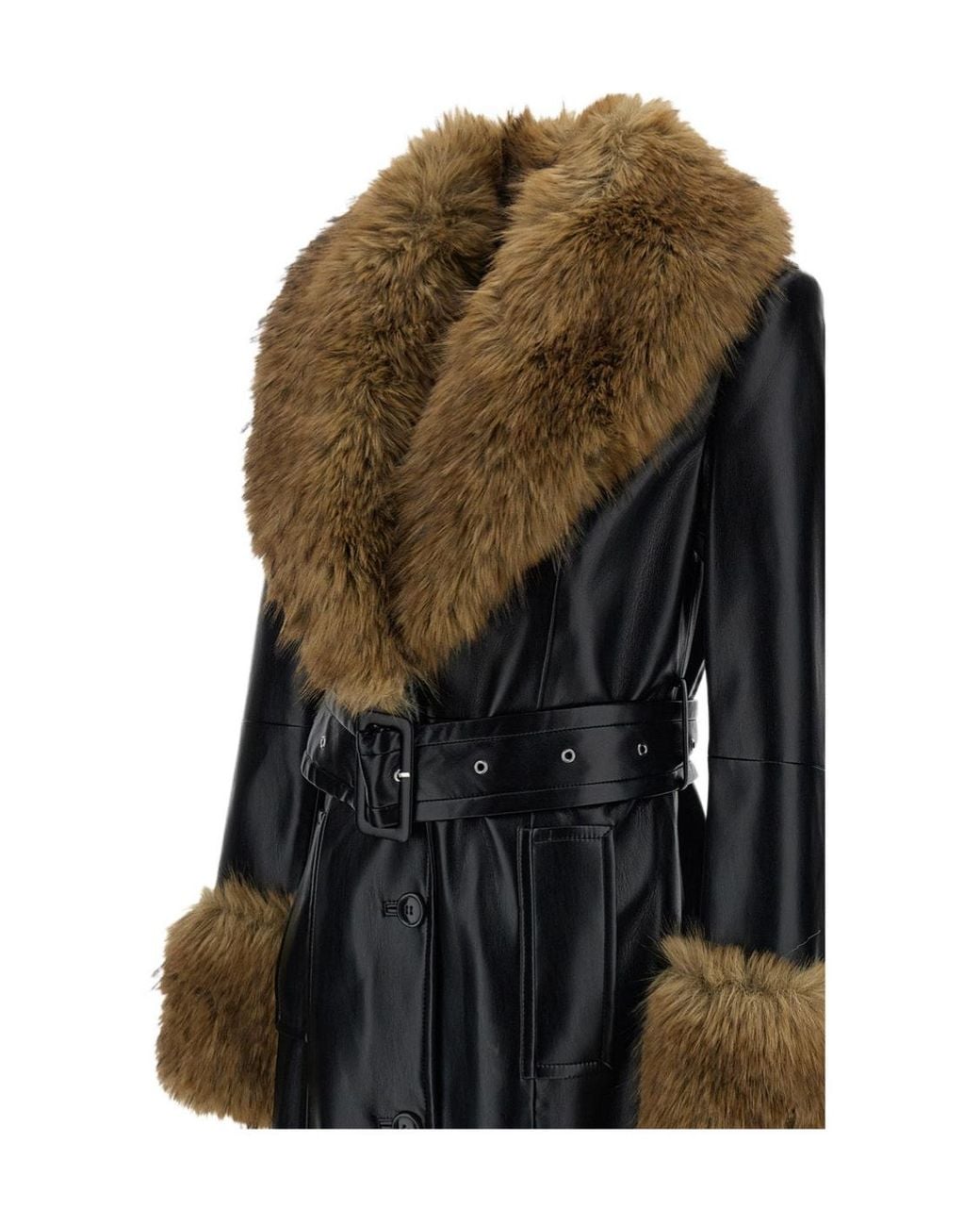 Stand Studio Black Star Belted Trimmed Coat