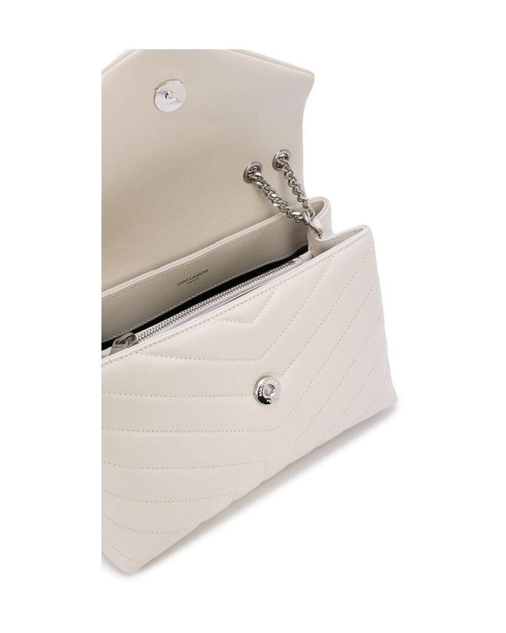 Saint Laurent Natural Loulou Matelassé Small Shoulder Bag