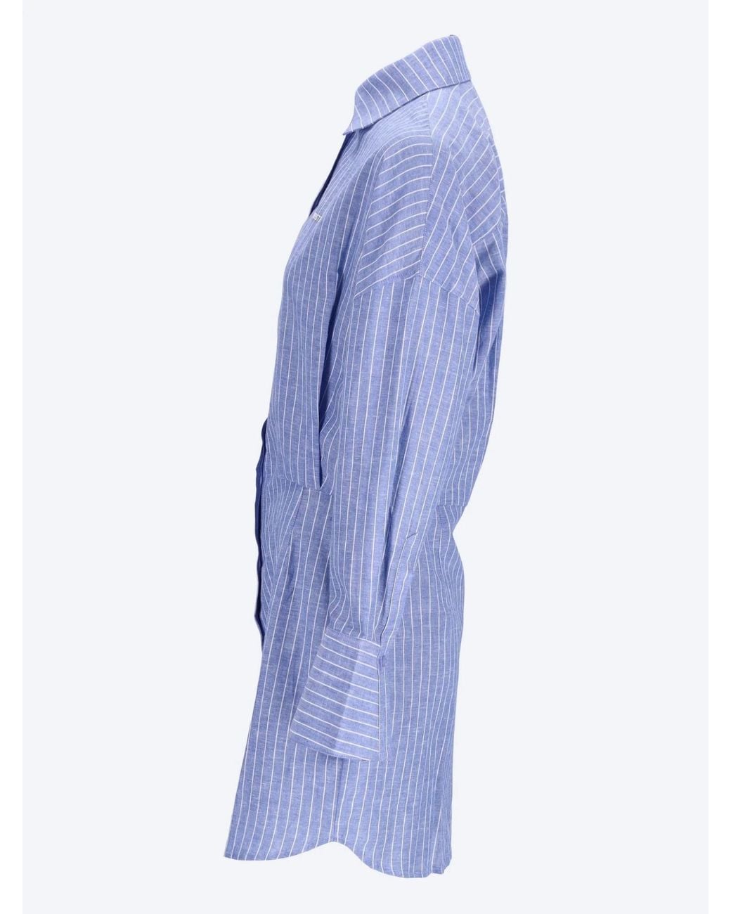 WRSTBHVR Blue Pinstripe-Pattern Mini Shirt Dress