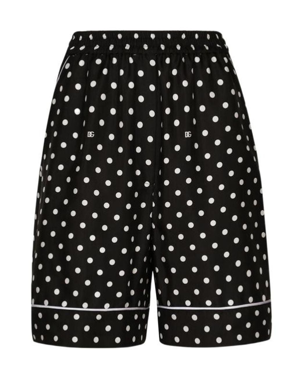 Dolce & Gabbana Black Polka-Dot Printed Pajama Shorts