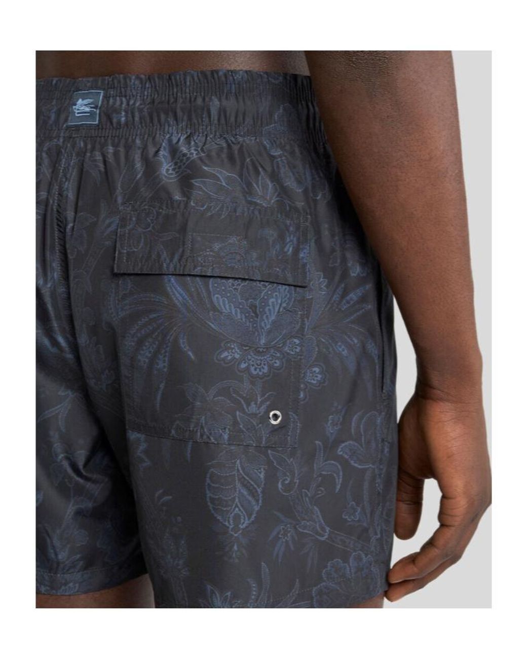 Etro Gray Paisley Swim Shorts for men