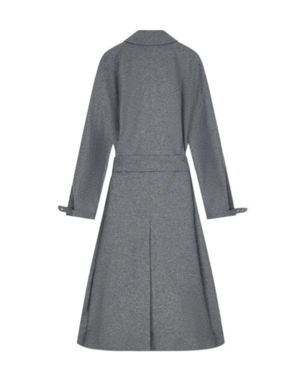 Emporio Armani Gray Belted Wool-Blend Oversized Coat