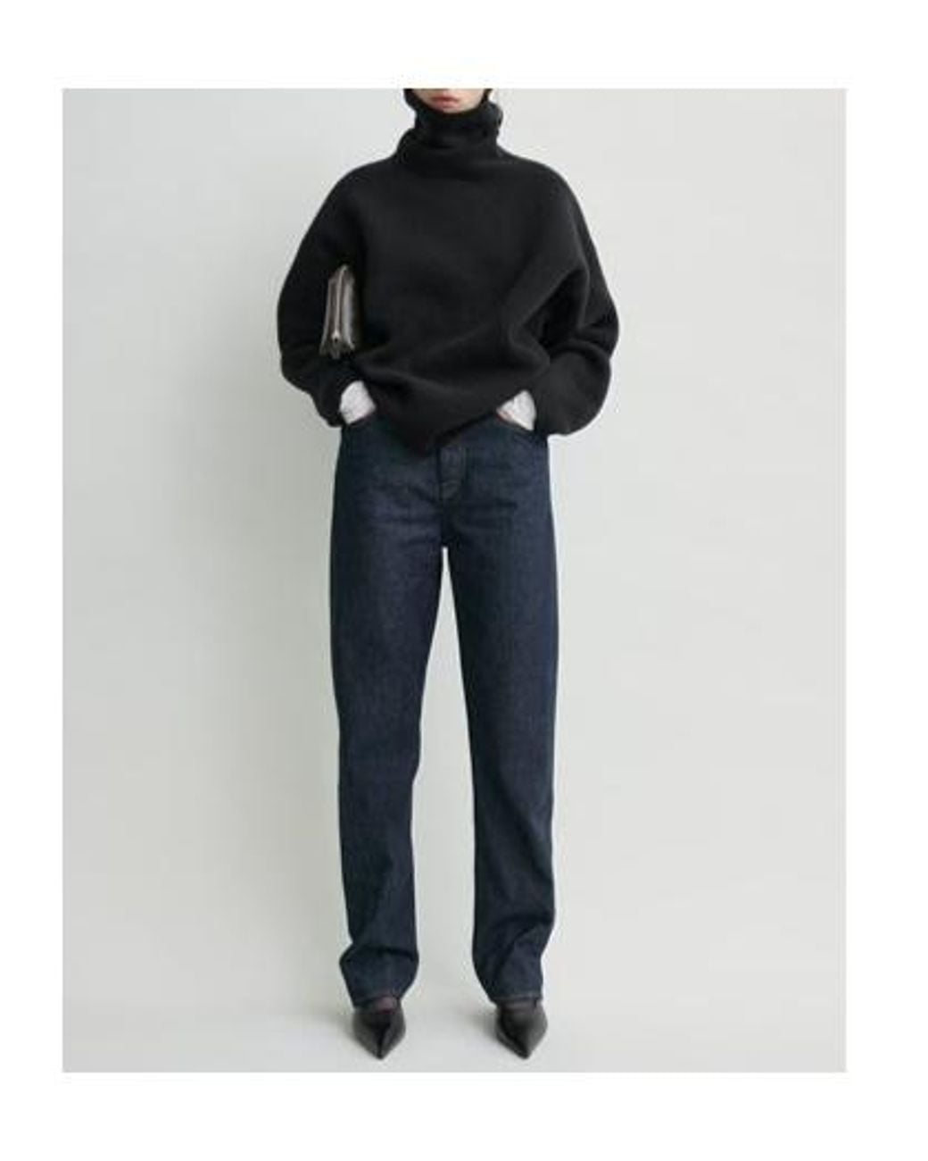 Totême Black Double-Knit Turtleneck Sweater