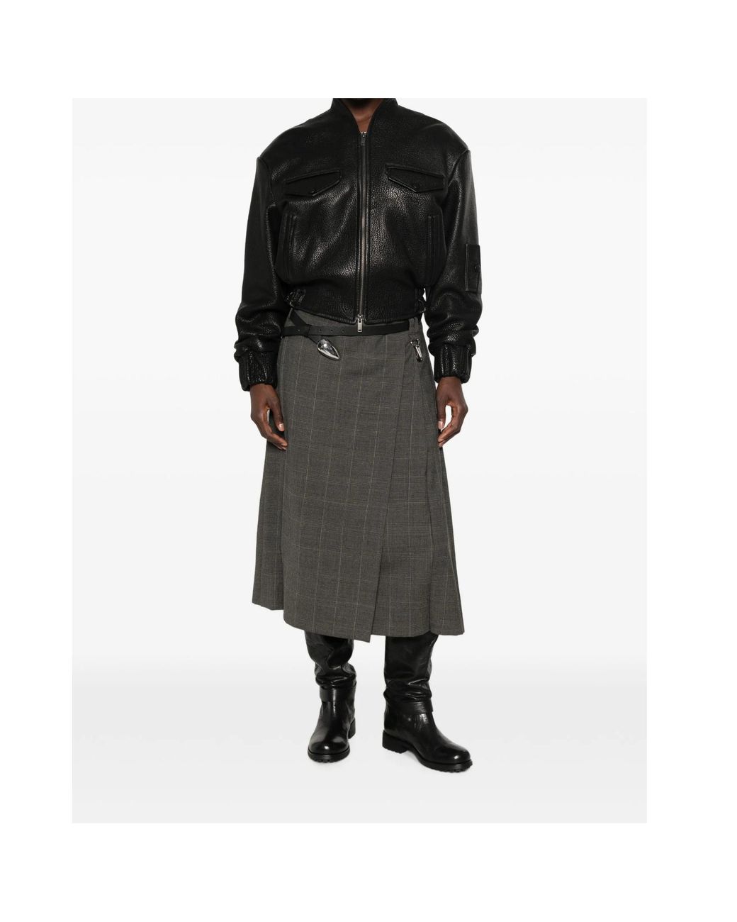Simone Rocha Gray Prince Of Wales Check Pleated Skirt