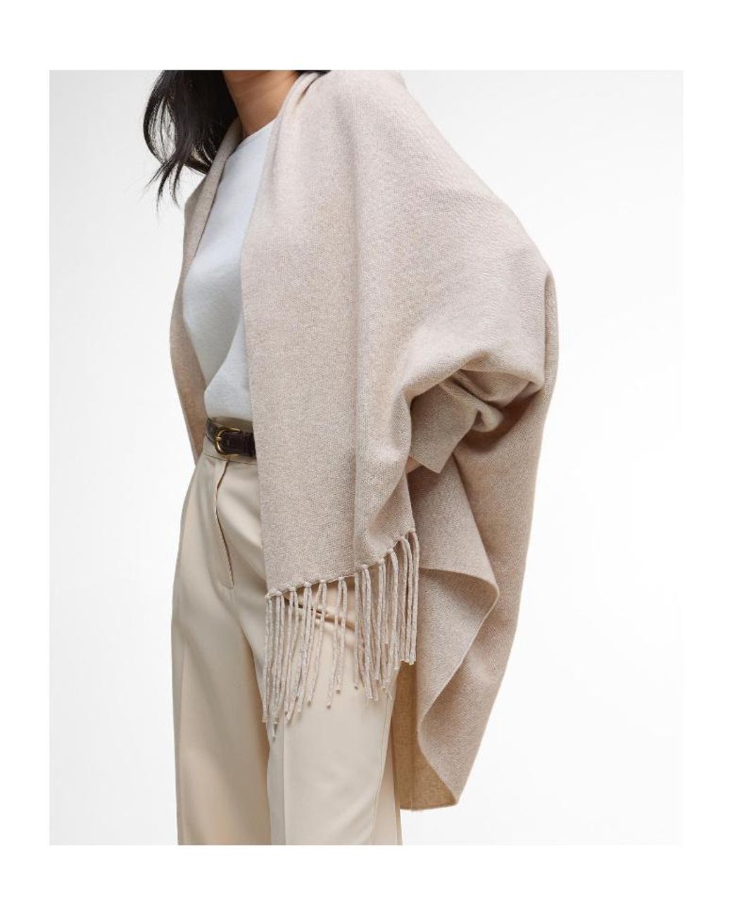 Barbour Natural Tabitha Fringe Detailed Cape