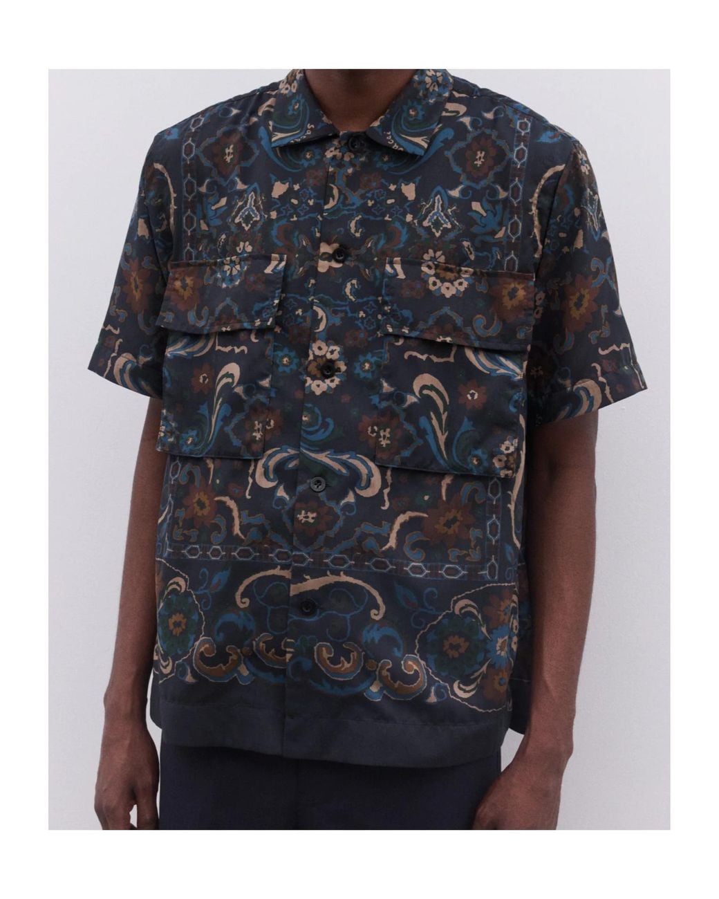 Sacai Blue Paisley-Pattern Pocket Shirt for men