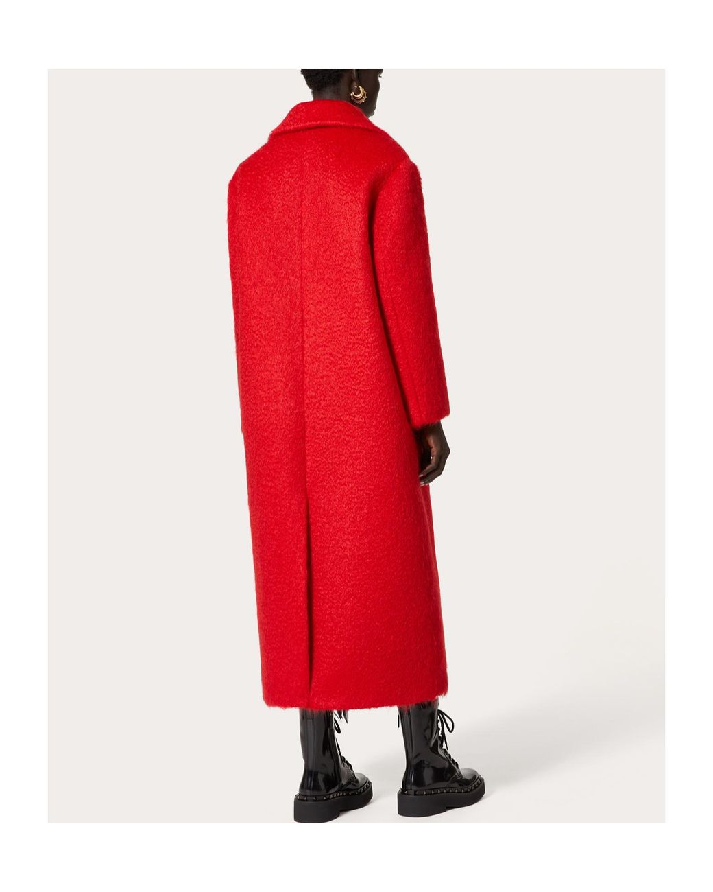 Valentino Red Peak-Lapels Straight Hem Coat