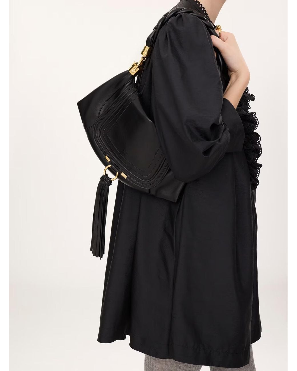 Chloé Black Chloé Marcie Foulard Tassel Shoulder Bag