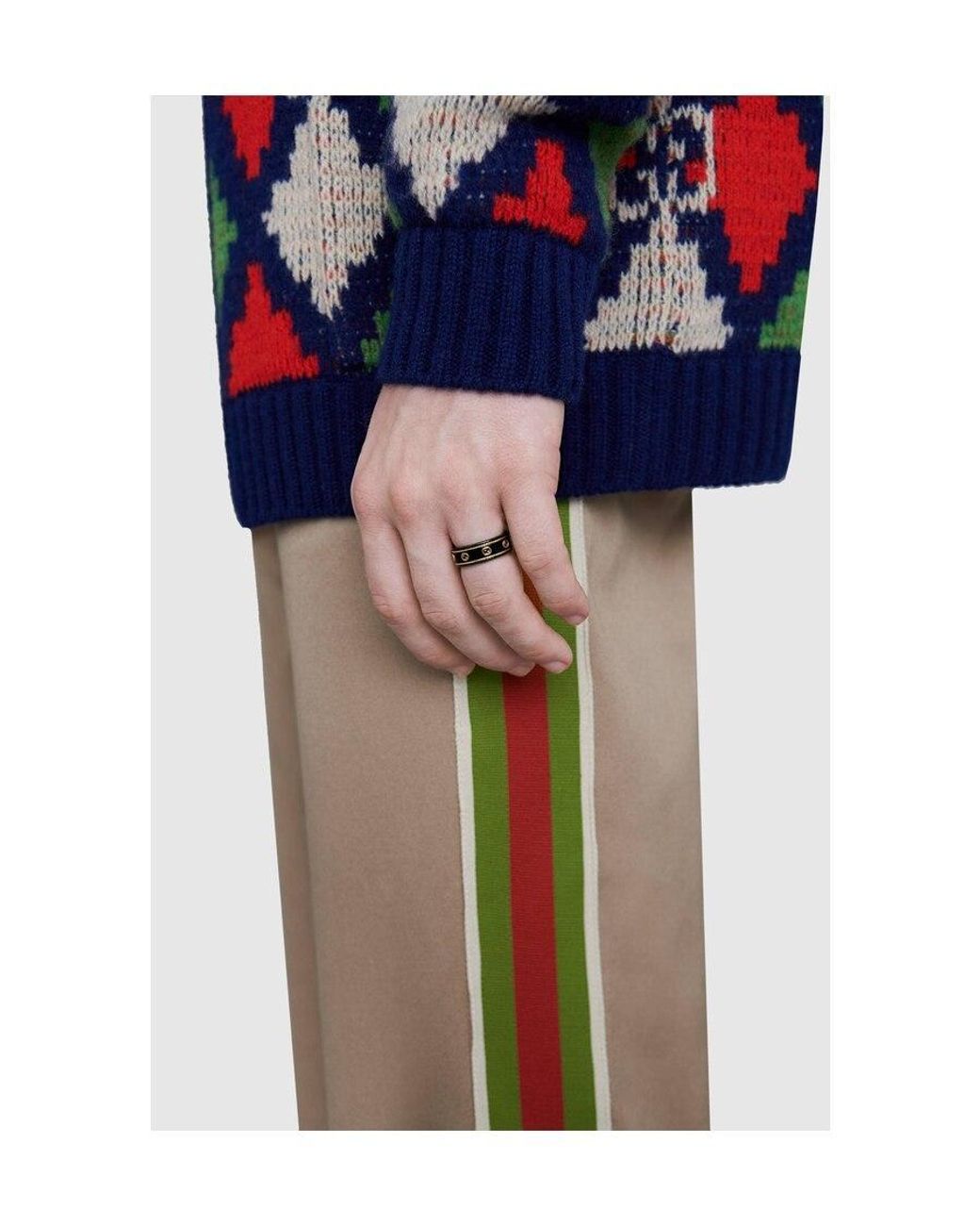 Gucci White Icon Ring With Interlocking G