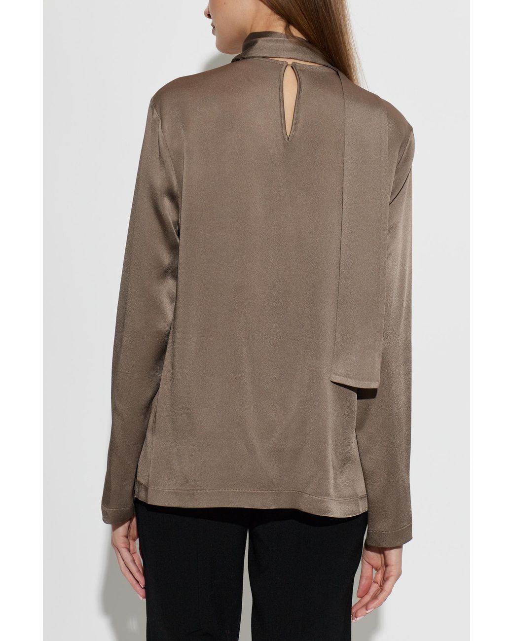 Fabiana Filippi Brown Falcon Scarf Detail Top
