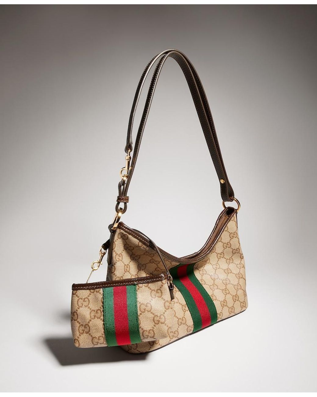 Gucci Brown Medium Shoulder Bag With Web