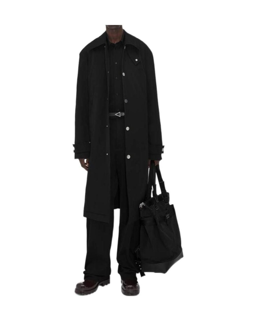Bottega Veneta Black Single-Breasted Trench Coat for men