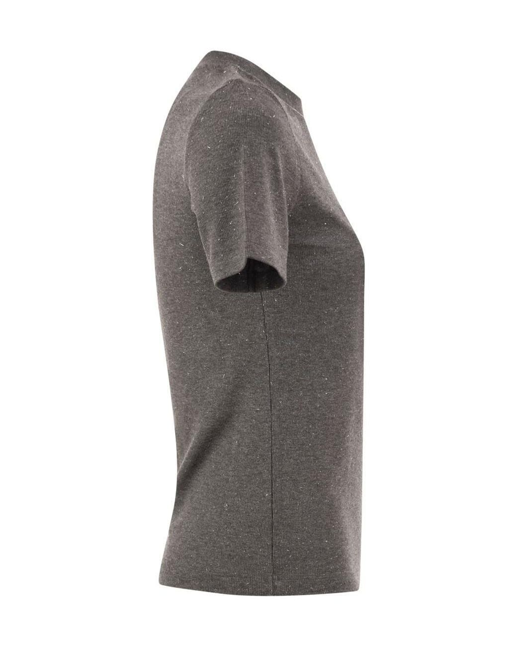 Peserico Gray Crew-Neck Short-Sleeve T-Shirt