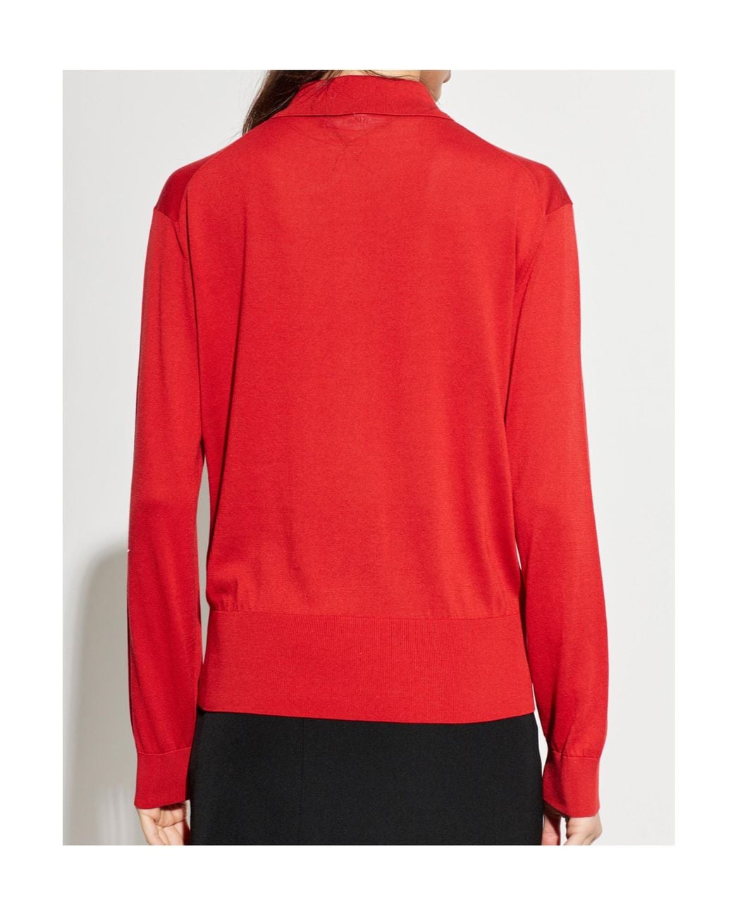 Versace Red Logo-Patch Polo Cardigan