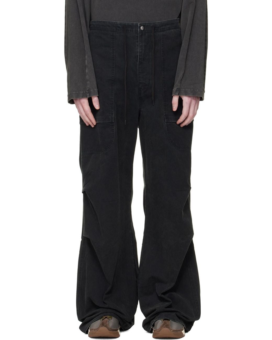 Entire studios Black Drawstring Wide-Leg Pants for men