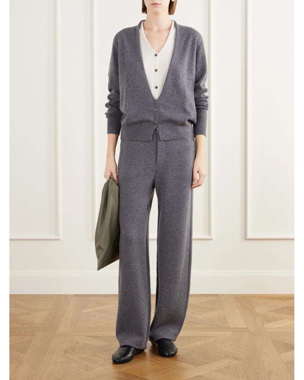 Lisa Yang Blue Two-Tone Layered Cashmere Cardigan