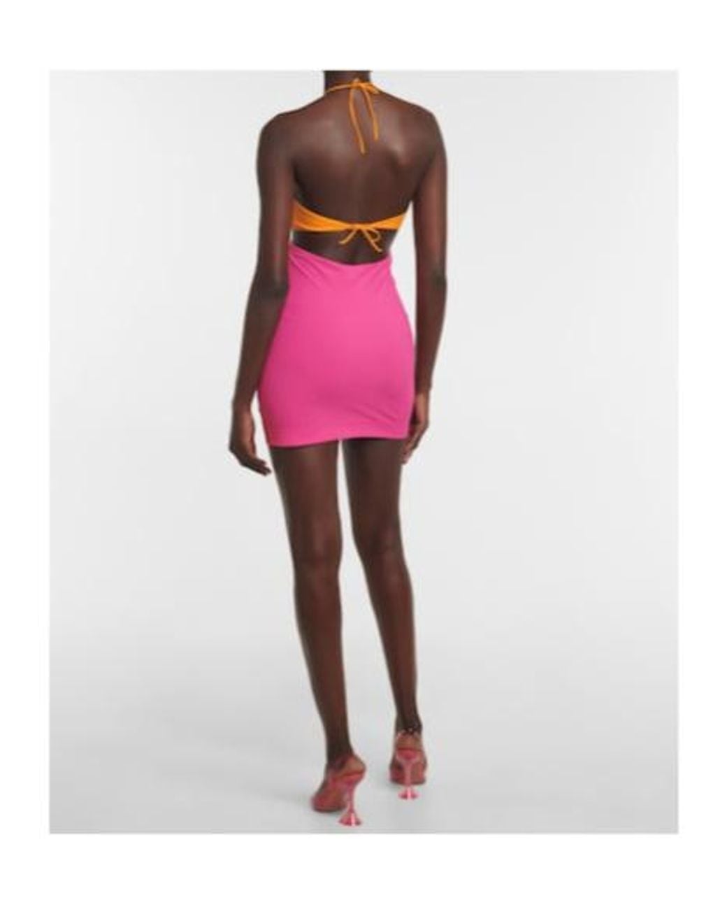 Nensi Dojaka Pink Cutout Cotton Minidress