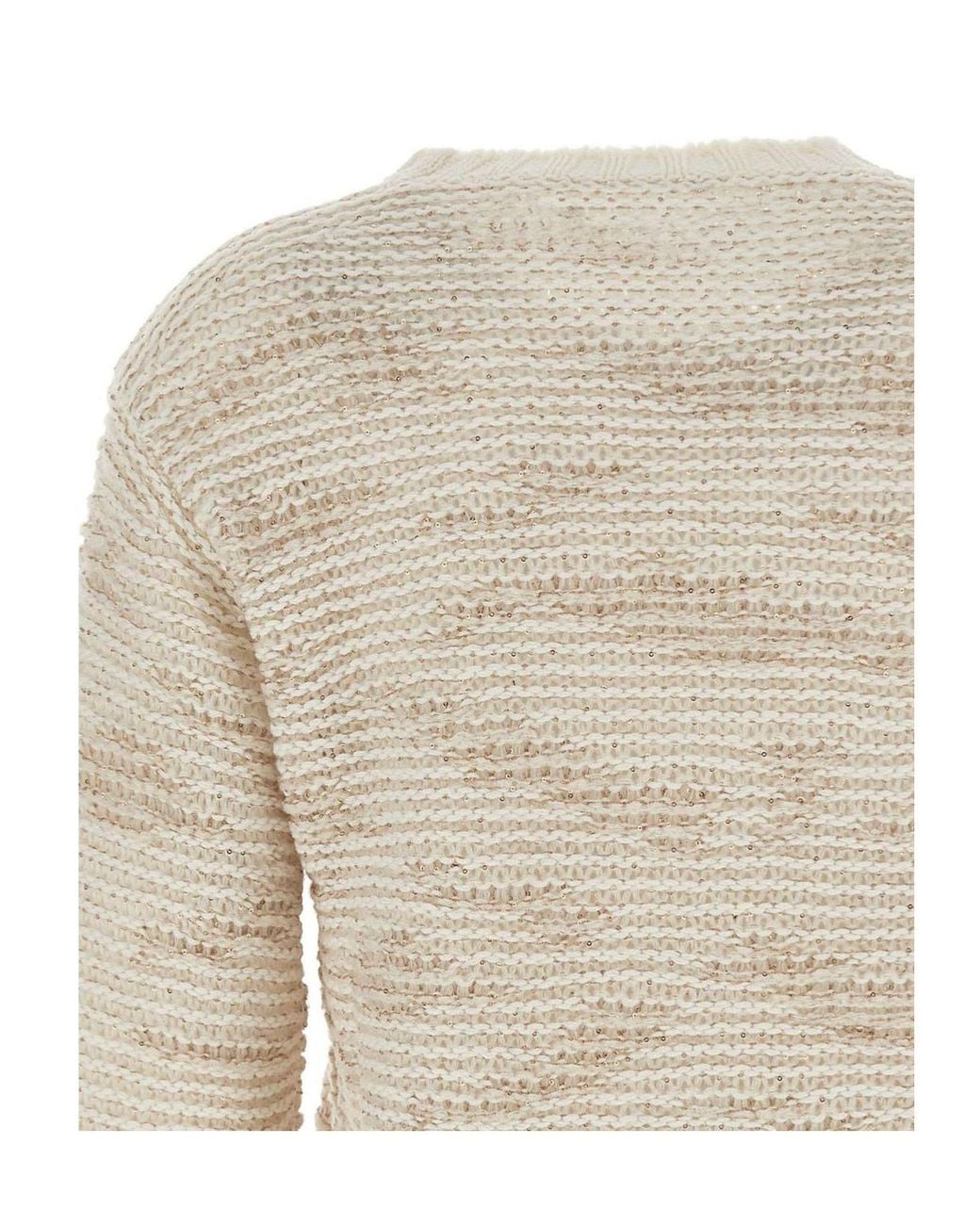 Fabiana Filippi Natural Sequined Cable Knit Sweater
