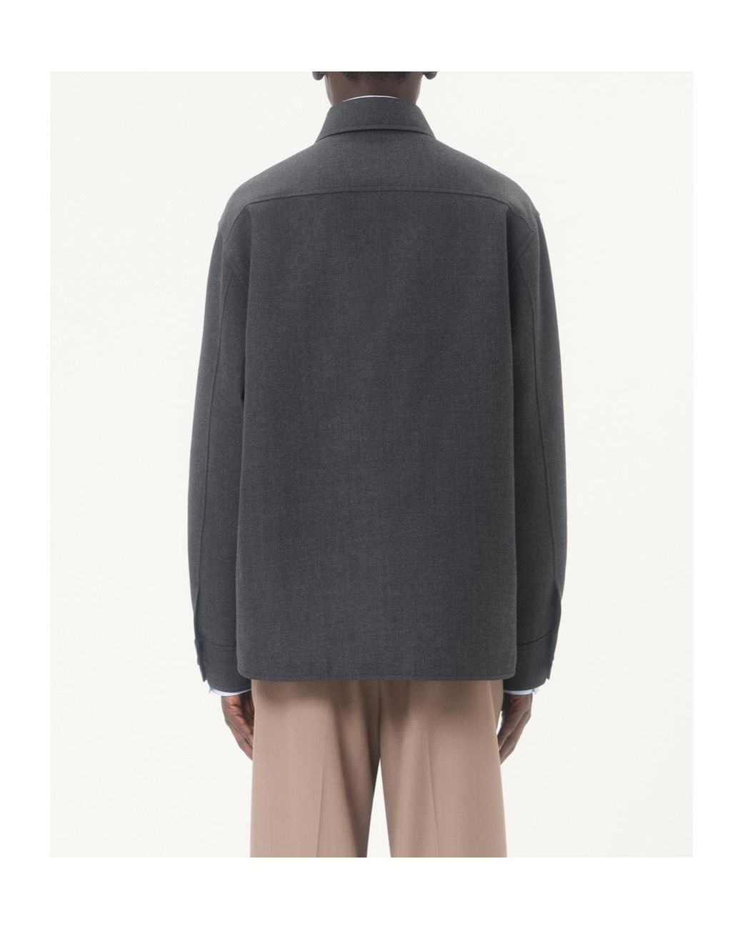Valentino Gray Vgold Button-Up Shirt Jacket for men