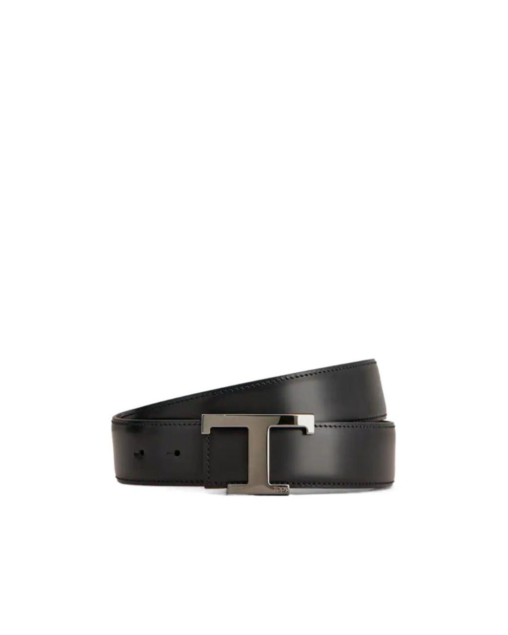 Tod's White Reversible Logo Plaque Buckle Belt for men