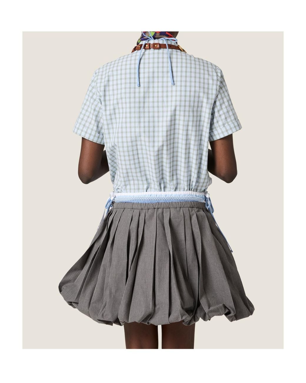 Miu Miu Blue Checked Poplin Shirt