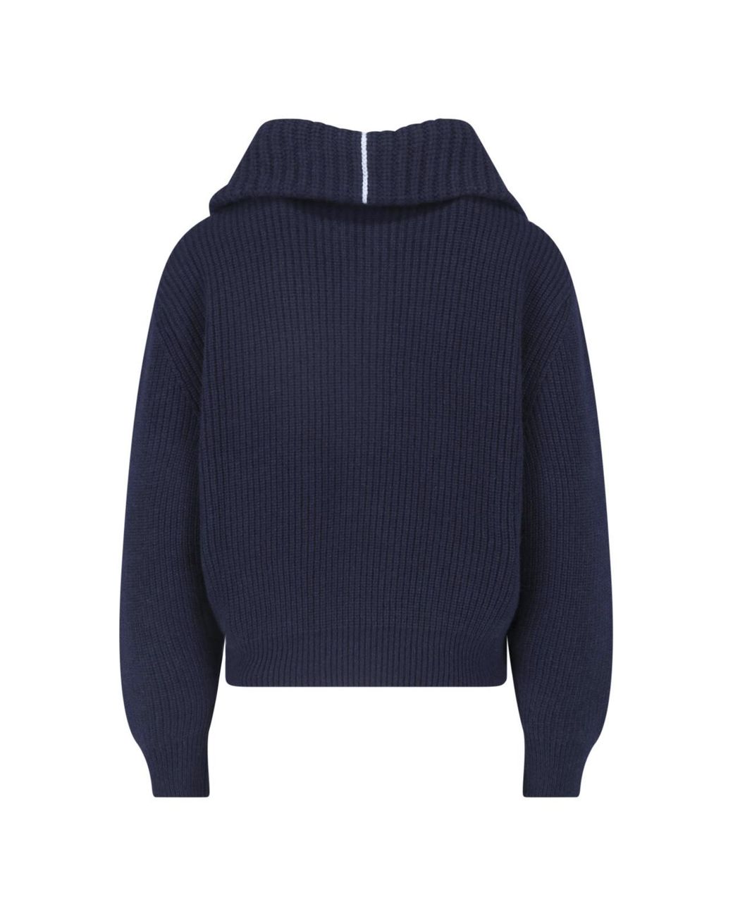 Malo Blue Ribbed Half-Zip Knitted Sweater