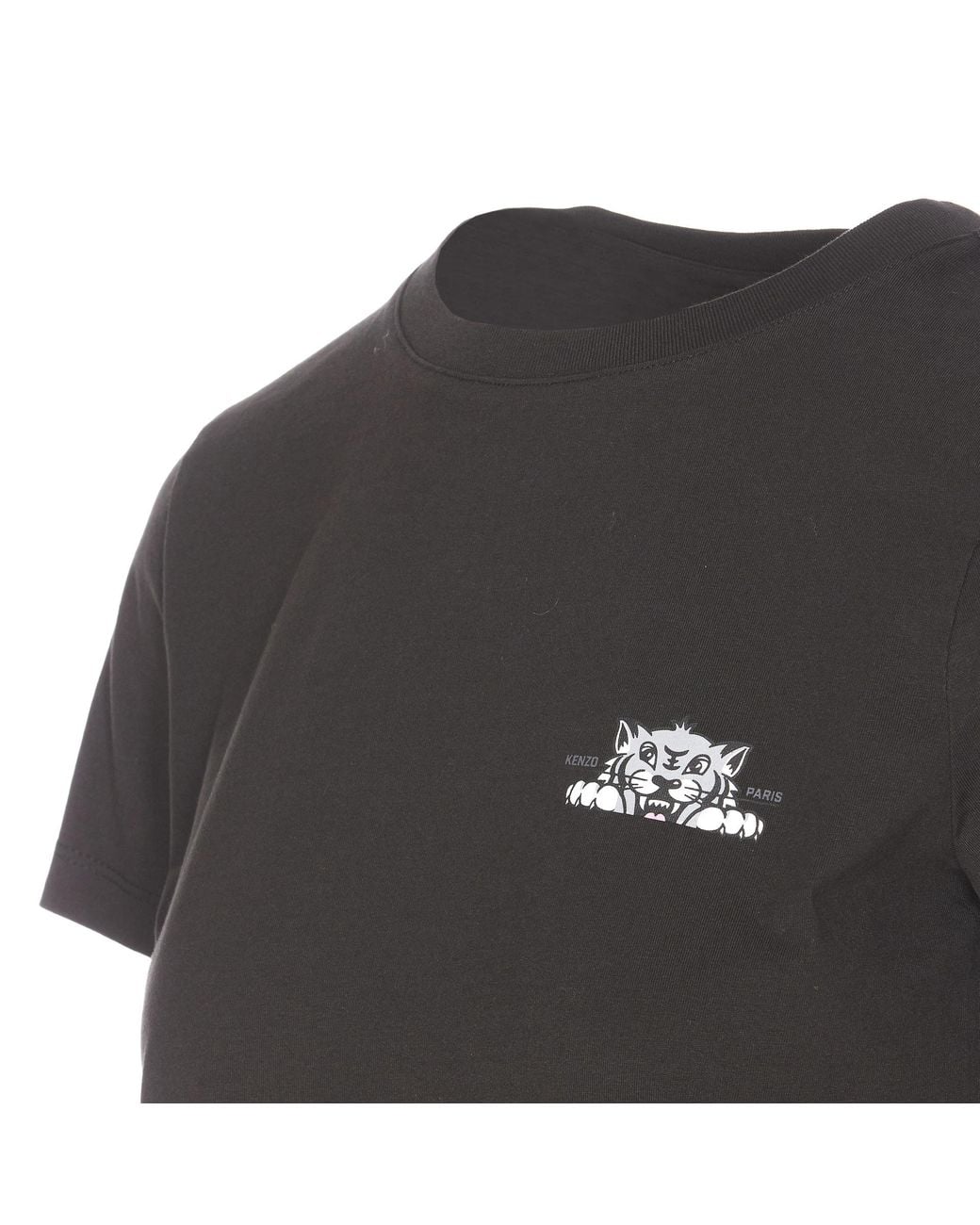 KENZO Black Happy Tiger Printed Crewneck T-Shirt