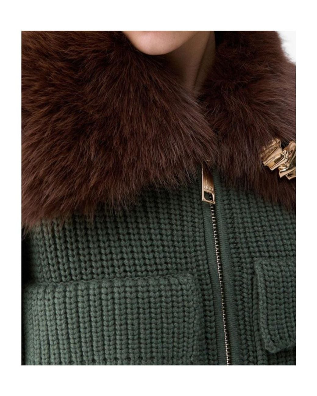 Liu Jo Green Teddy Collar Bomber Jacket
