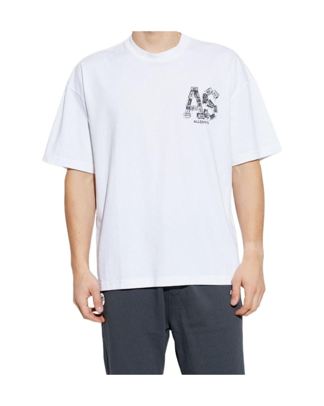 AllSaints White Mixtape Graphic T-Shirt for men