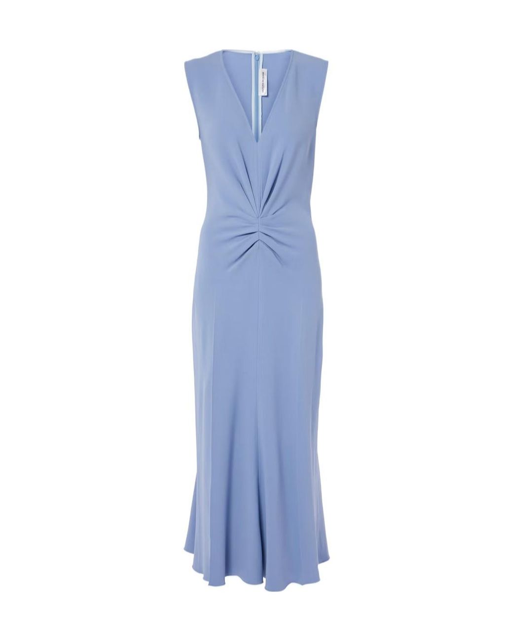Victoria Beckham Blue Gathered Midi Dress
