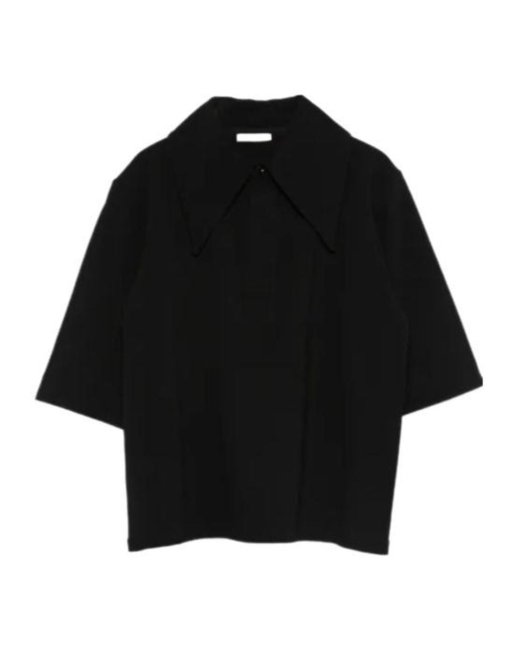 AMI Black Short-Sleeved Buttoned Polo Top
