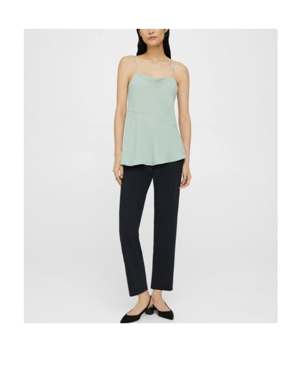 Theory Green Asymmetric-Hem Sleeveless Top