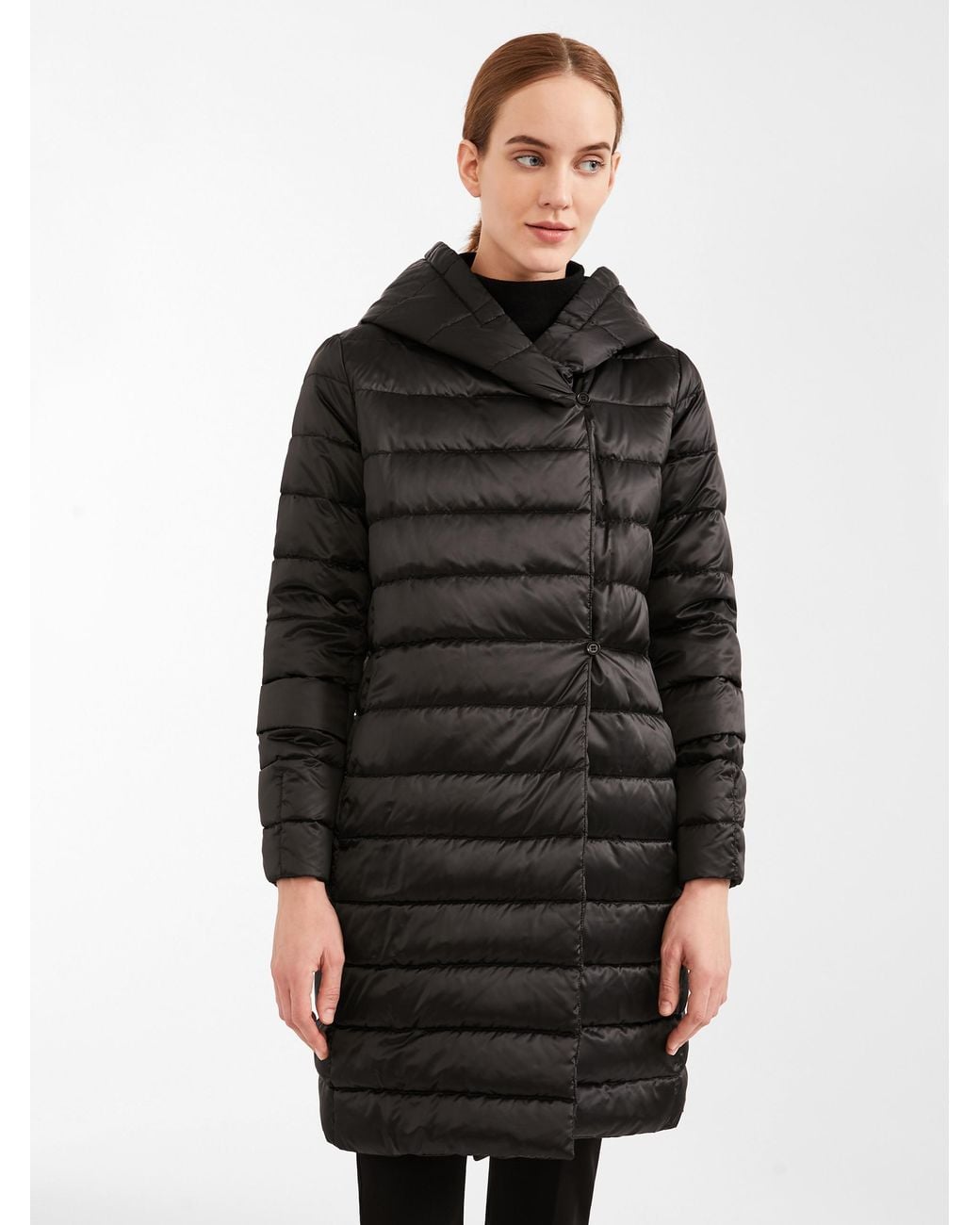 Max Mara Black Hooded Quilted Down Jacket