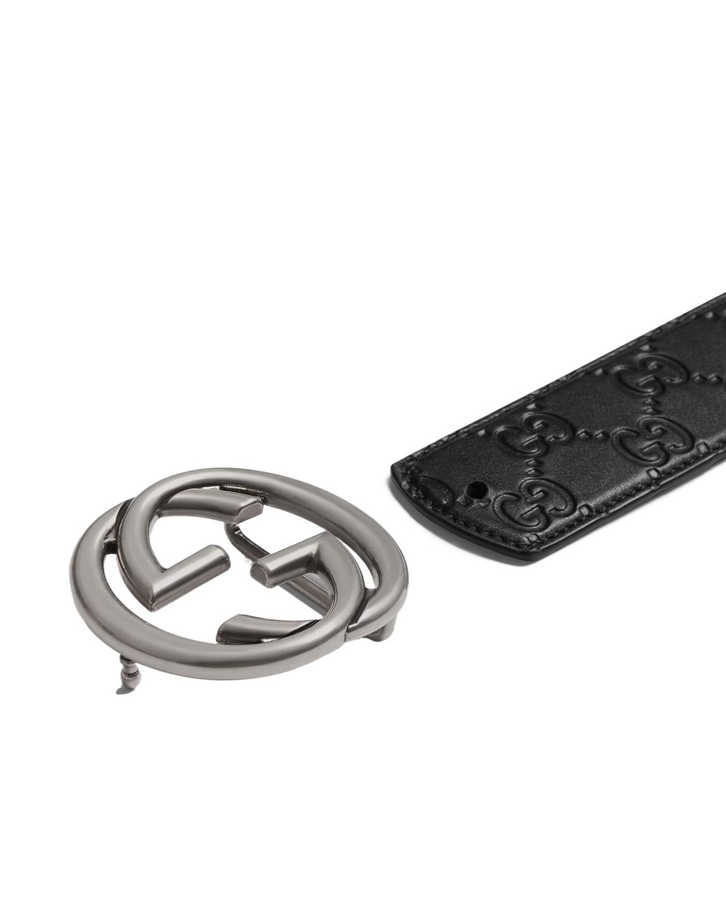 Gucci White Interlocking G Buckle Reversible Belt for men