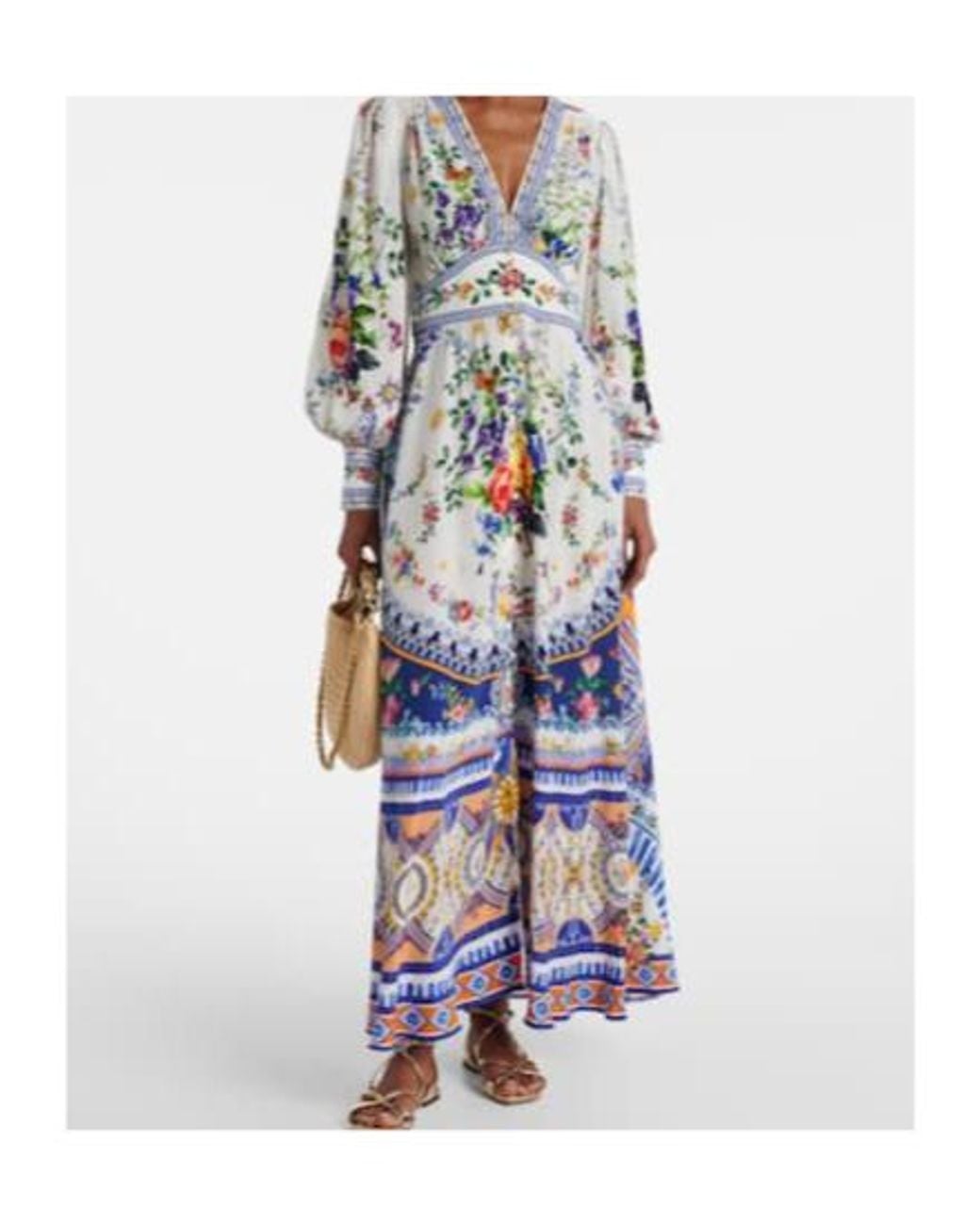 Camilla White Printed Silk Crêpe Maxi Dress