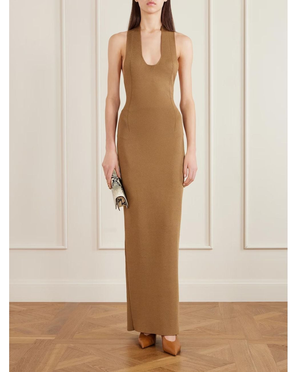 Khaite Natural Mahi Knitted Backless Dress