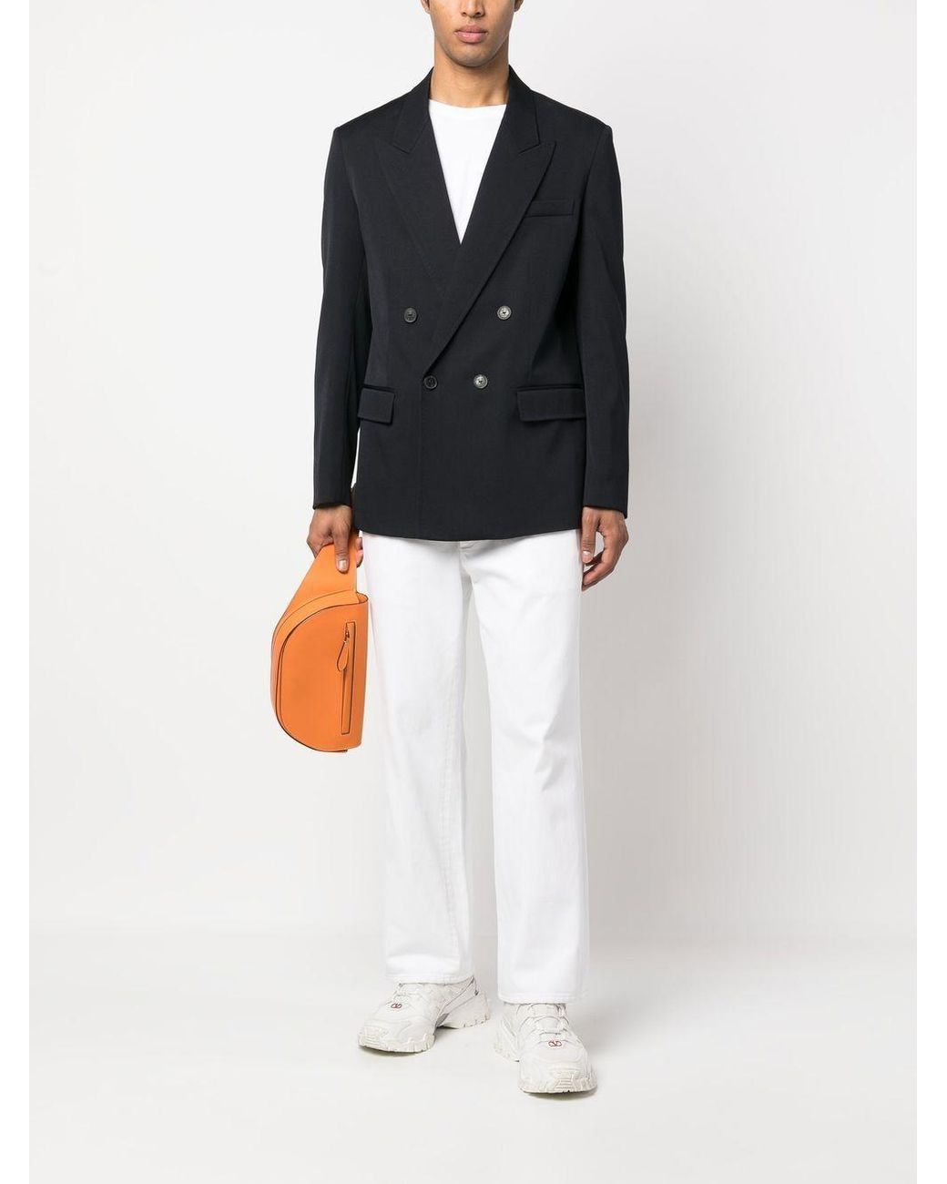 Valentino Blue Lapel Long-Sleeved Suit Jacket for men