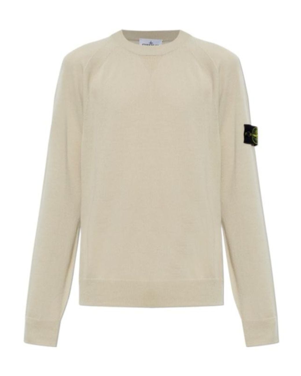 Stone Island White Logo Patch Crewneck Sweater for men