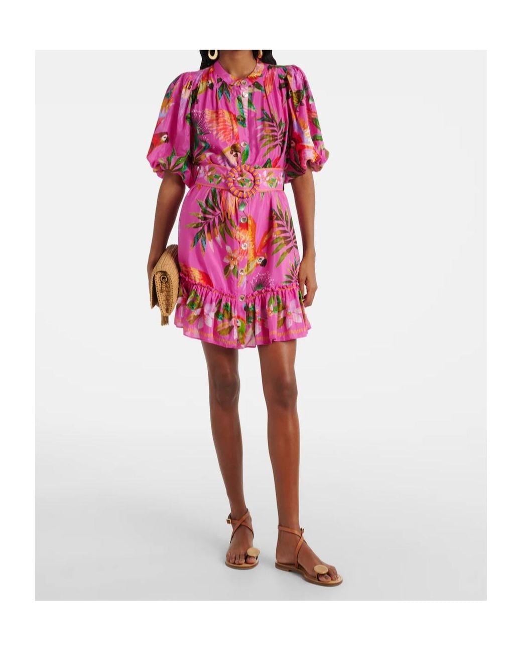 Farm Rio Pink Short-Sleeved Dress