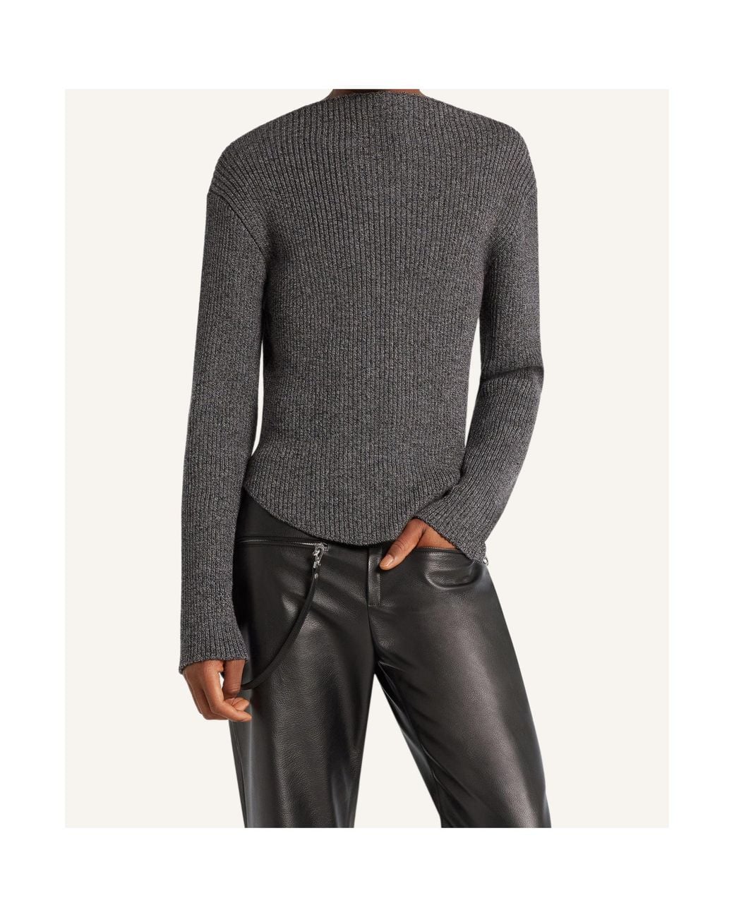 Courreges Gray Ribbed-Knit Sweater for men