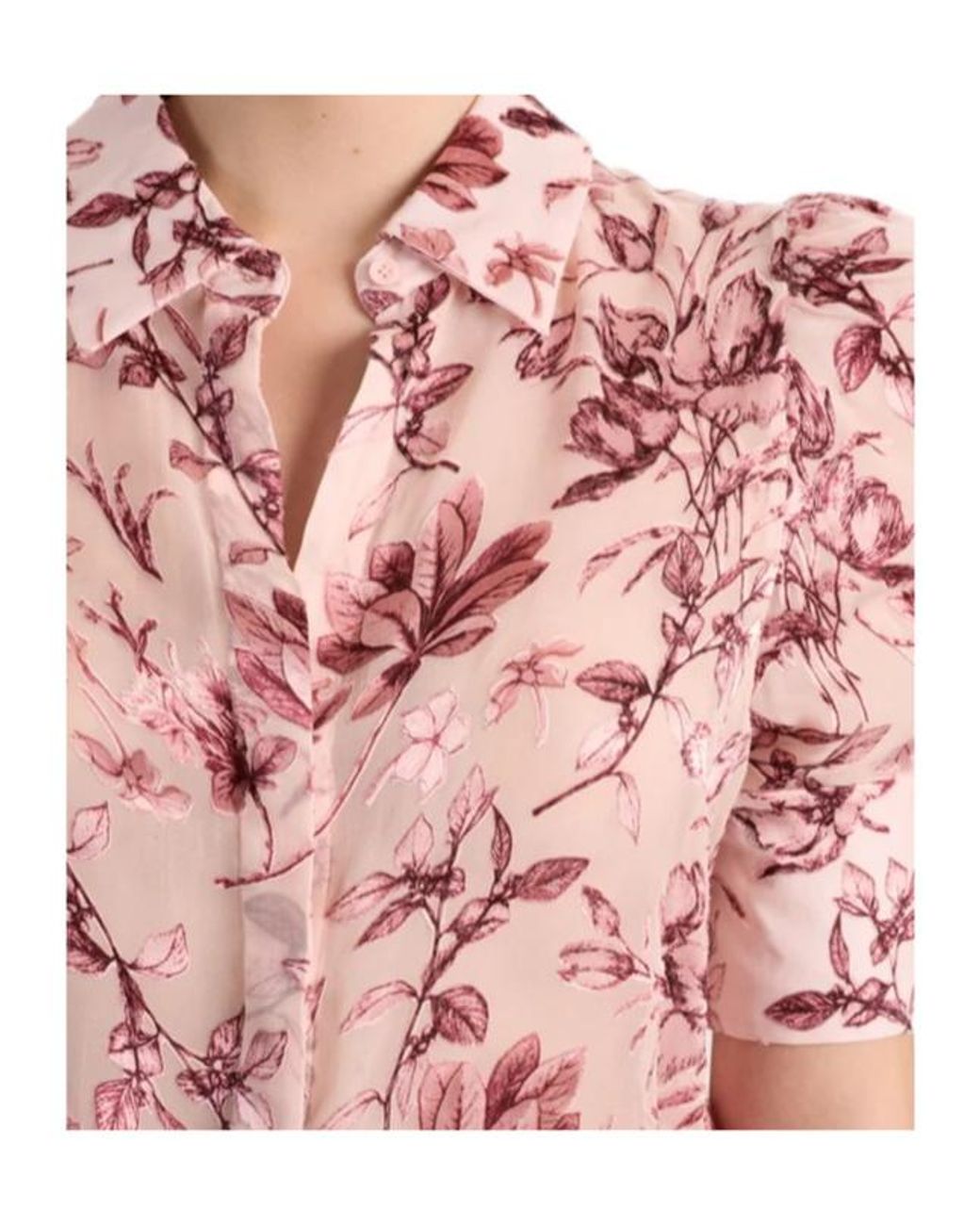 Alice + Olivia Pink Willa Puffed-Sleeve Floral Shirt