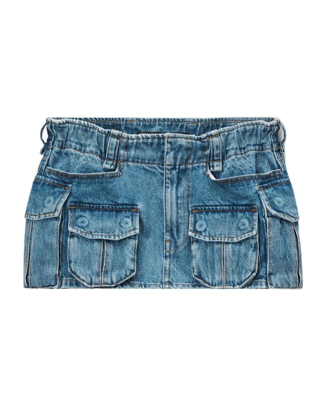Alexander Wang Blue Mid-Rise Pocket Cargo Miniskirt