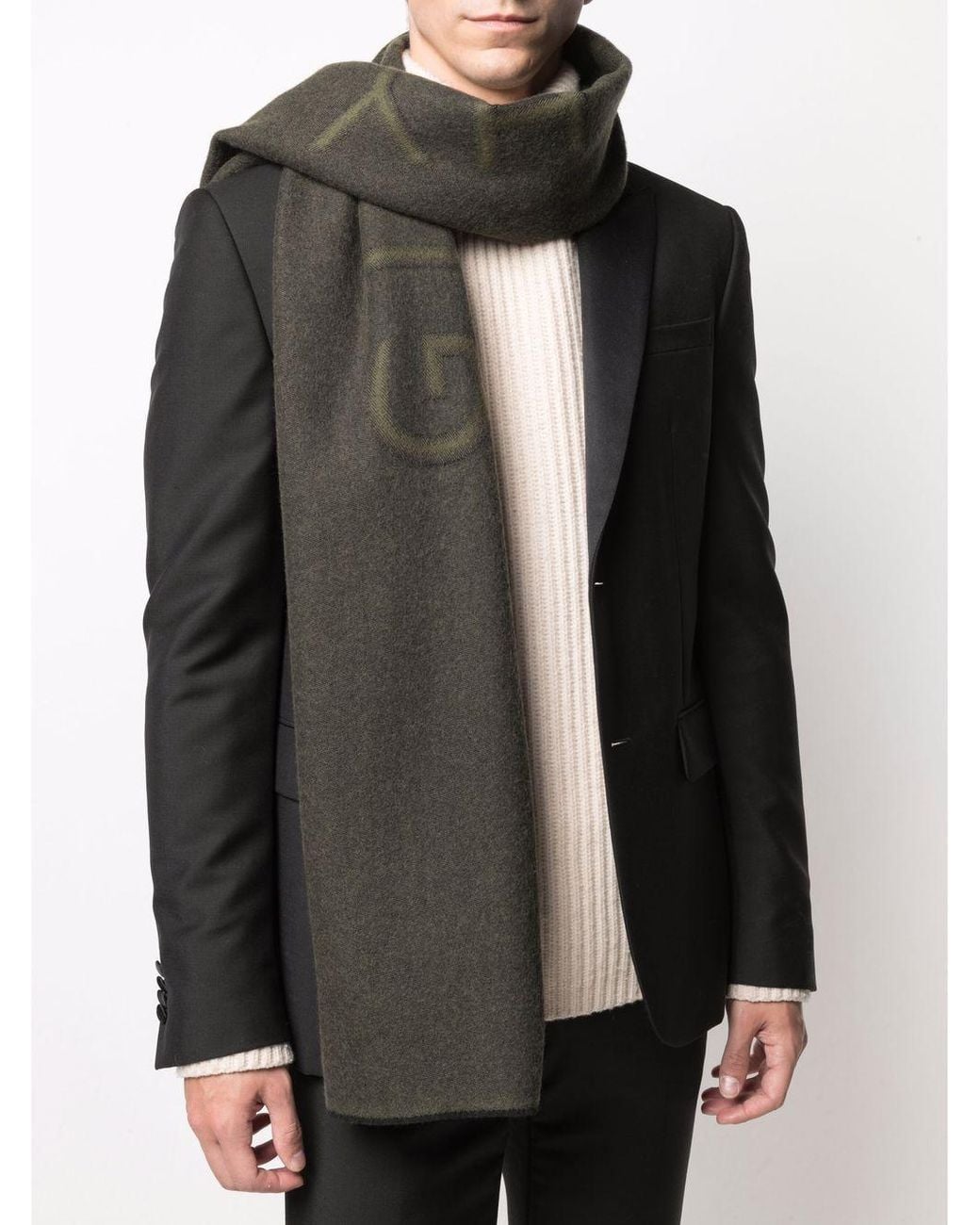 Givenchy Black Logo-Print Knitted Scarf for men