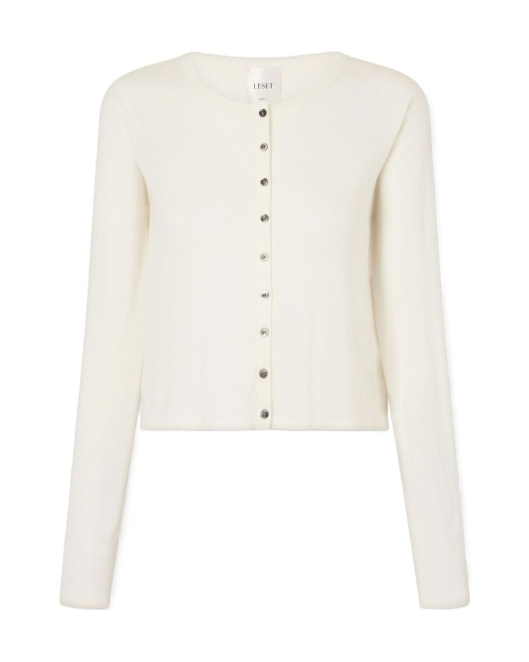 Leset White James Merino Wool Cardigan