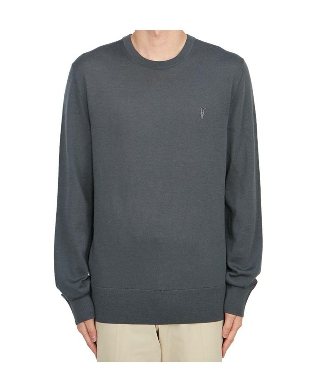 AllSaints Gray Crew Neck Sweater for men