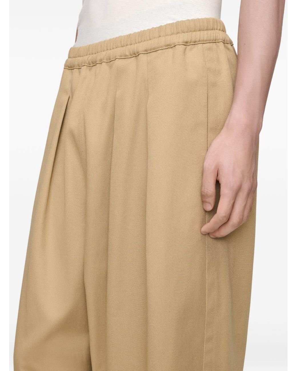 Maison Margiela Natural Pleated Wide-Leg Pants for men